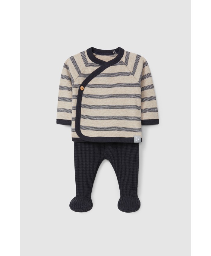 Snug Striped sweater and waffle wave pants set